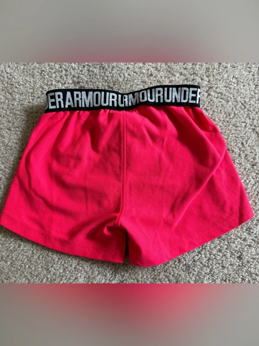 Under Armour Girls Bright Pink Athletic Shorts with Logo Waistband